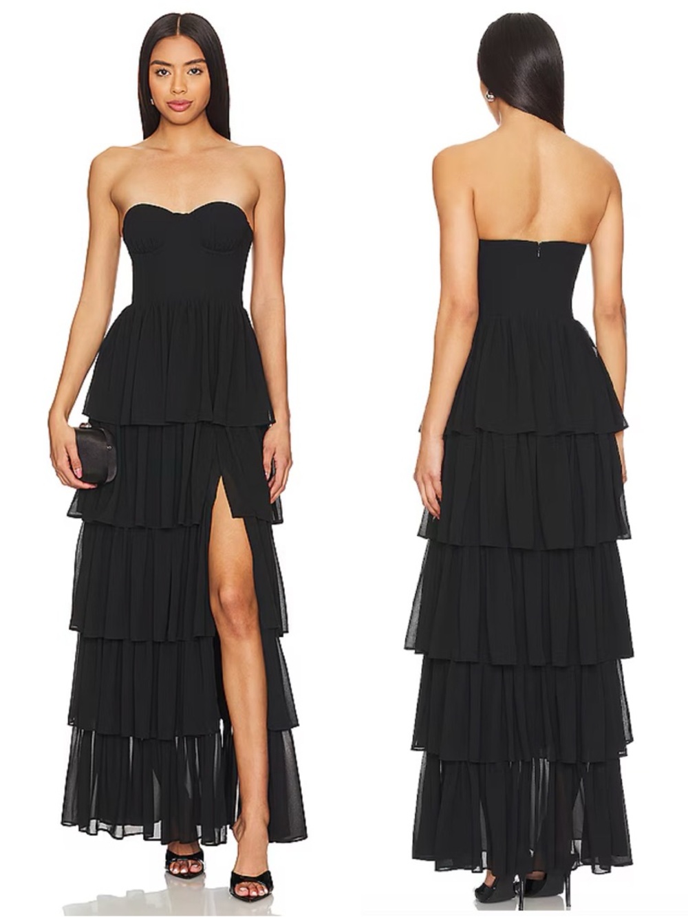 Lovers and Friends Hattie Strapless Tiered Gown Black